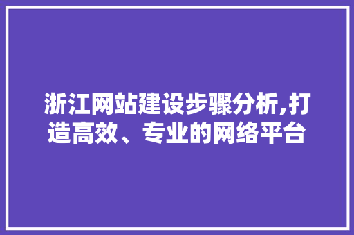 浙江网站建设步骤分析,打造高效、专业的网络平台