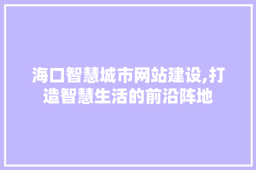 海口智慧城市网站建设,打造智慧生活的前沿阵地