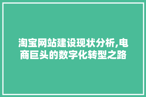 淘宝网站建设现状分析,电商巨头的数字化转型之路