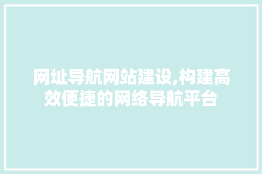 网址导航网站建设,构建高效便捷的网络导航平台