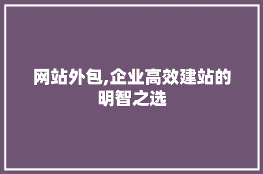网站外包,企业高效建站的明智之选