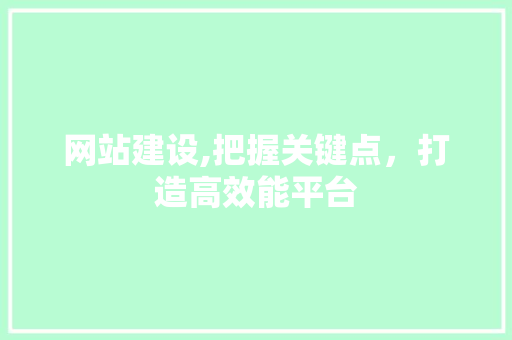 网站建设,把握关键点，打造高效能平台