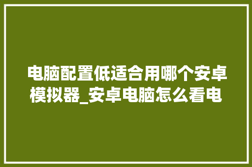 电脑配置低适合用哪个安卓模拟器_安卓电脑怎么看电脑配置参数