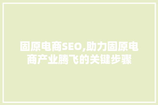 固原电商SEO,助力固原电商产业腾飞的关键步骤