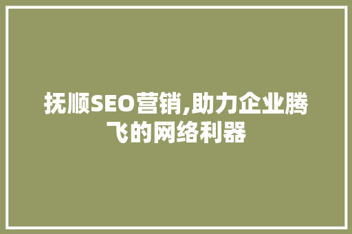 抚顺SEO营销,助力企业腾飞的网络利器