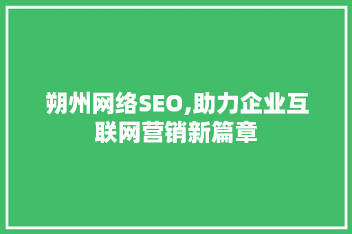 朔州网络SEO,助力企业互联网营销新篇章