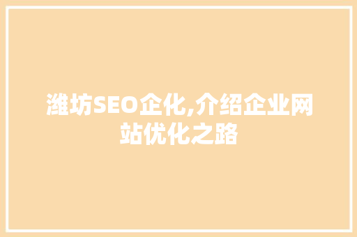 潍坊SEO企化,介绍企业网站优化之路
