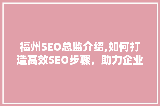 福州SEO总监介绍,如何打造高效SEO步骤，助力企业线上腾飞 电脑故障维修
