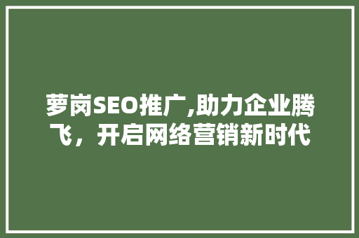 萝岗SEO推广,助力企业腾飞，开启网络营销新时代