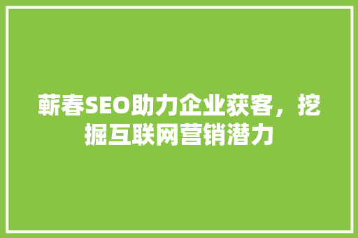 蕲春SEO助力企业获客，挖掘互联网营销潜力