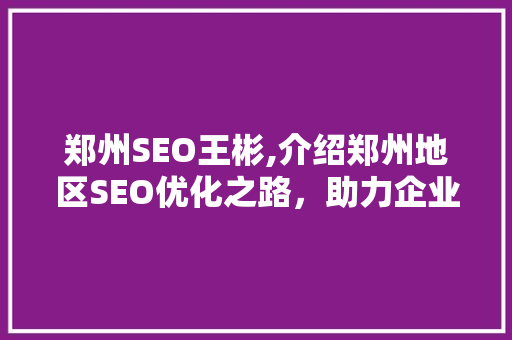 郑州SEO王彬,介绍郑州地区SEO优化之路，助力企业腾飞