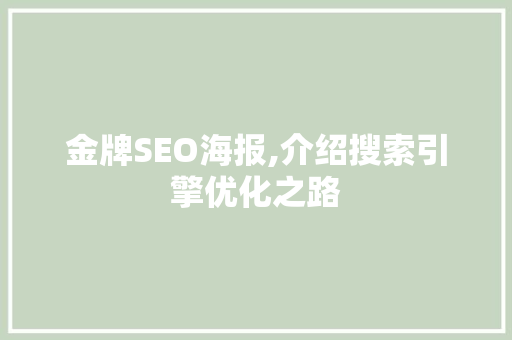 金牌SEO海报,介绍搜索引擎优化之路