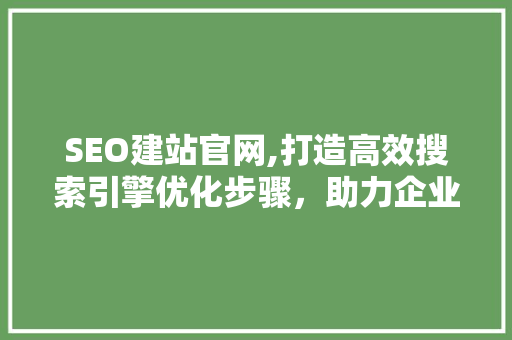 SEO建站官网,打造高效搜索引擎优化步骤,助力企业品牌腾飞 SEO建站官网,打造高效搜索引擎优化步骤,助力企业品牌腾飞
