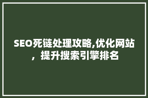 SEO死链处理攻略,优化网站，提升搜索引擎排名