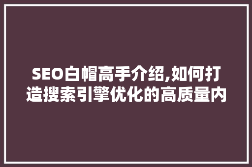 SEO白帽高手介绍,如何打造搜索引擎优化的高质量内容