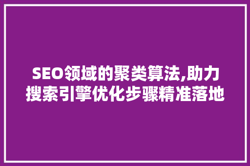 SEO领域的聚类算法,助力搜索引擎优化步骤精准落地