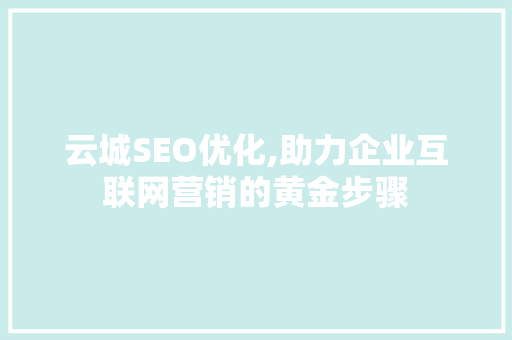云城SEO优化,助力企业互联网营销的黄金步骤