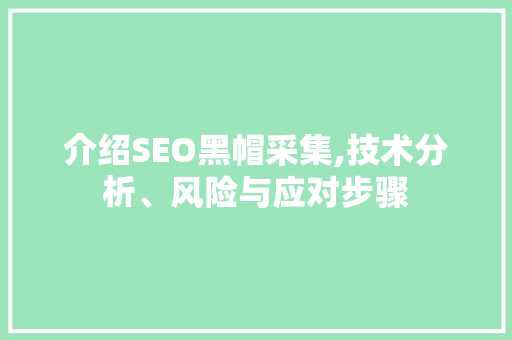 介绍SEO黑帽采集,技术分析、风险与应对步骤