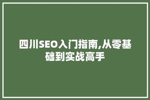 四川SEO入门指南,从零基础到实战高手