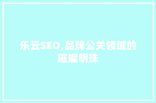 乐云SEO,品牌公关领域的璀璨明珠