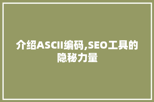 介绍ASCII编码,SEO工具的隐秘力量