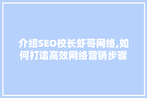 介绍SEO校长虾哥网络,如何打造高效网络营销步骤