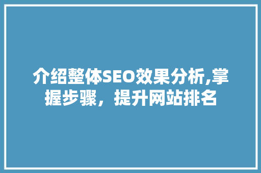介绍整体SEO效果分析,掌握步骤，提升网站排名