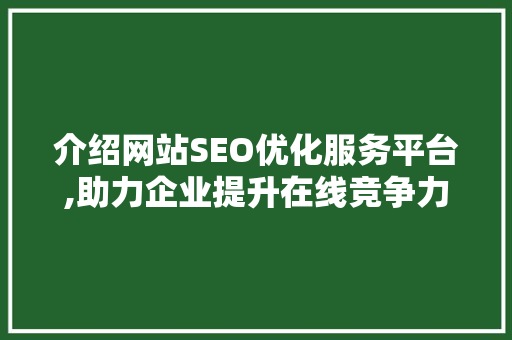 介绍网站SEO优化服务平台,助力企业提升在线竞争力