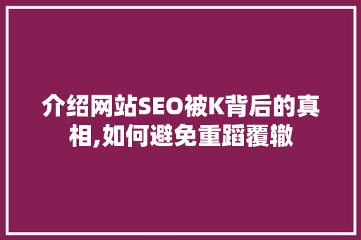 介绍网站SEO被K背后的真相,如何避免重蹈覆辙