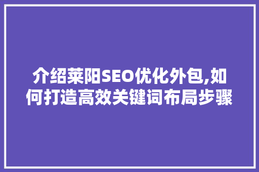 介绍莱阳SEO优化外包,如何打造高效关键词布局步骤