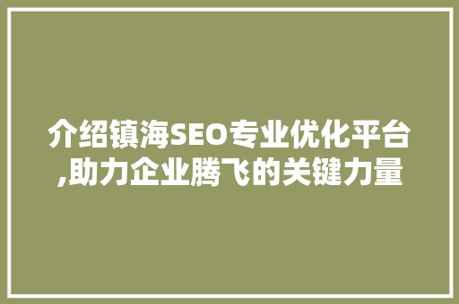 介绍镇海SEO专业优化平台,助力企业腾飞的关键力量