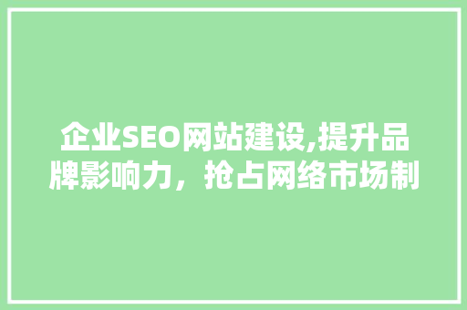 企业SEO网站建设,提升品牌影响力，抢占网络市场制高点