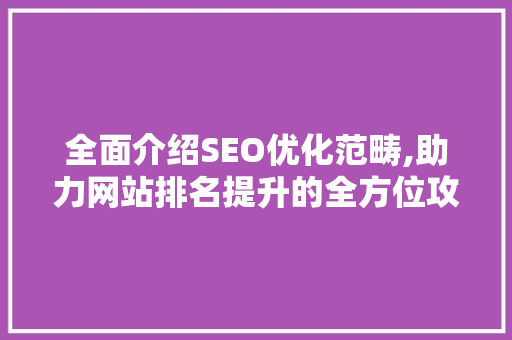 全面介绍SEO优化范畴,助力网站排名提升的全方位攻略