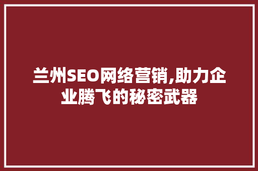 兰州SEO网络营销,助力企业腾飞的秘密武器