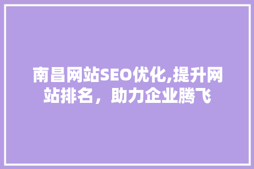南昌网站SEO优化,提升网站排名，助力企业腾飞