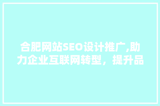 合肥网站SEO设计推广,助力企业互联网转型，提升品牌影响力
