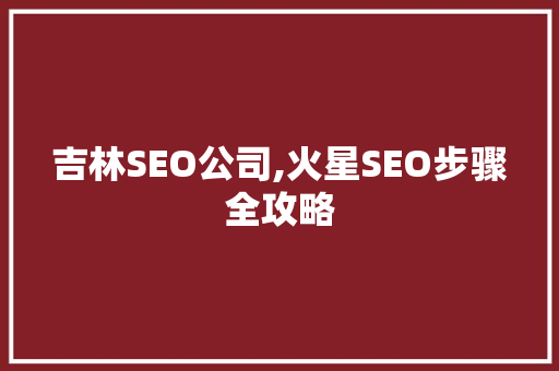 吉林SEO公司,火星SEO步骤全攻略