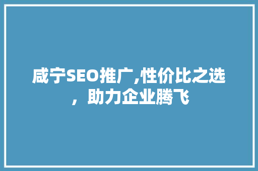 咸宁SEO推广,性价比之选，助力企业腾飞