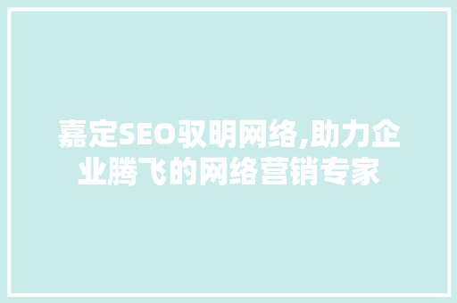 嘉定SEO驭明网络,助力企业腾飞的网络营销专家