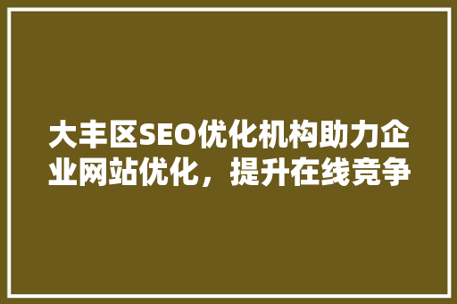 大丰区SEO优化机构助力企业网站优化，提升在线竞争力 电脑故障维修
