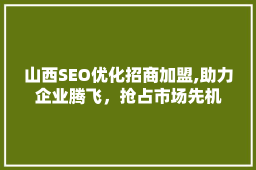 山西SEO优化招商加盟,助力企业腾飞，抢占市场先机