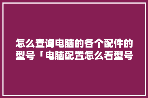 怎么查询电脑的各个配件的型号「电脑配置怎么看型号和配置」 怎么查询电脑的各个配件的型号「电脑配置怎么看型号和配置」 网络技术