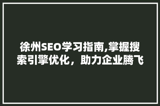 徐州SEO学习指南,掌握搜索引擎优化，助力企业腾飞