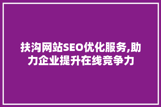 扶沟网站SEO优化服务,助力企业提升在线竞争力