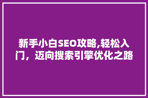 新手小白SEO攻略,轻松入门,迈向搜索引擎优化之路 新手小白SEO攻略,轻松入门,迈向搜索引擎优化之路