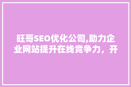 旺哥SEO优化公司,助力企业网站提升在线竞争力，开启数字营销新篇章