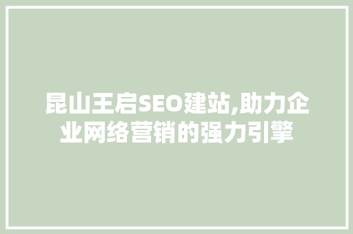 昆山王启SEO建站,助力企业网络营销的强力引擎