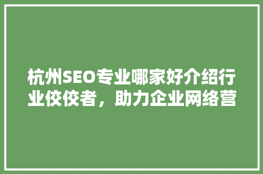 杭州SEO专业哪家好介绍行业佼佼者，助力企业网络营销腾飞
