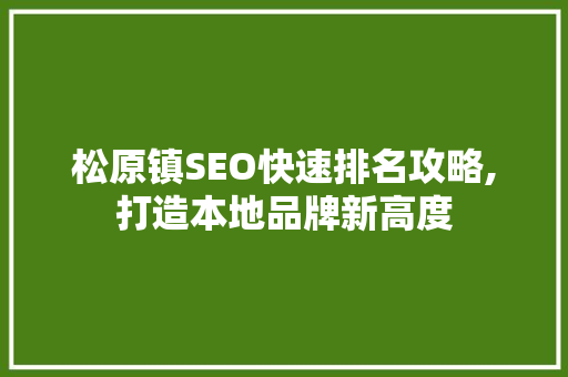 松原镇SEO快速排名攻略,打造本地品牌新高度