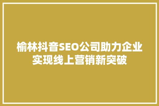 榆林抖音SEO公司助力企业实现线上营销新突破